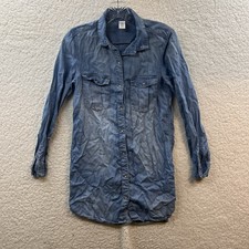 Camisa larga de mezclilla azul con botones y cuello talla 6 &Denim para mujer