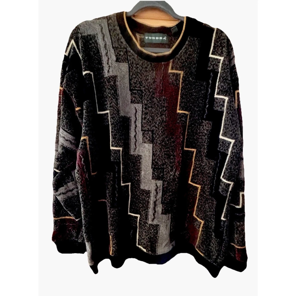 Vintage TUNDRA Men's 3D Sweater 90's Retro Grunge Art Deco - Image 3 of 4