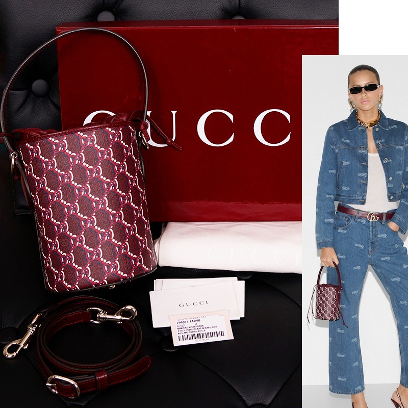 NEW $1,980 GUCCI Dark Red Rosso Ancora Coated Canvas GG  display picture 1