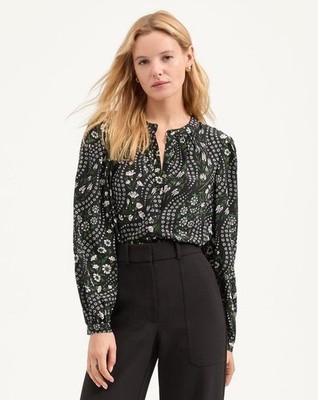 VERONICA BEARD $398 Black Ashlynn Floral-Print Silk Blend Blouse 4
