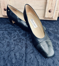 Vintage Etienne Aigner Leather Pumps Classic Heel Navy Dress Shoes 11M Britain