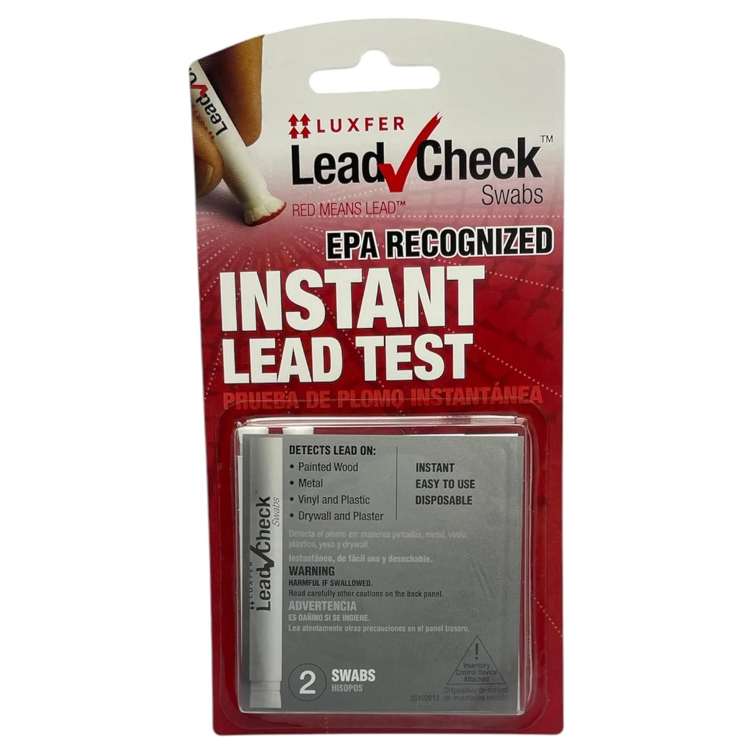Leadcheck Swabs, Instant Lead Test, 2-Swab Blister Pack