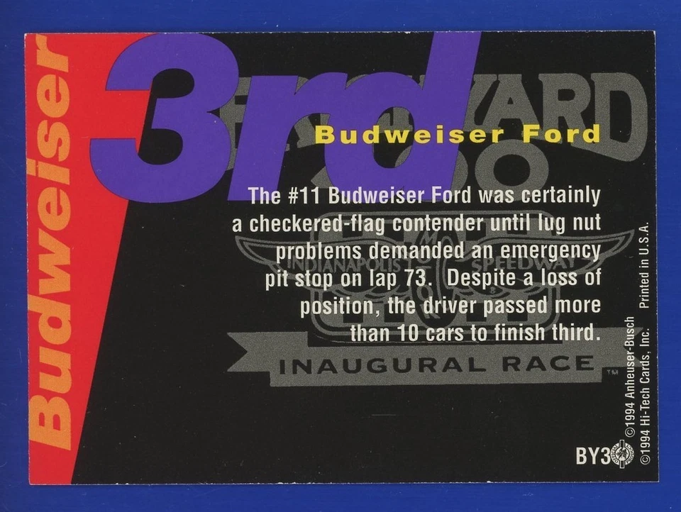 1995 Hi-Tech Brickyard 400 complete set of 10 - Earnhardt Gordon Wallace ++ - Image 4 of 4