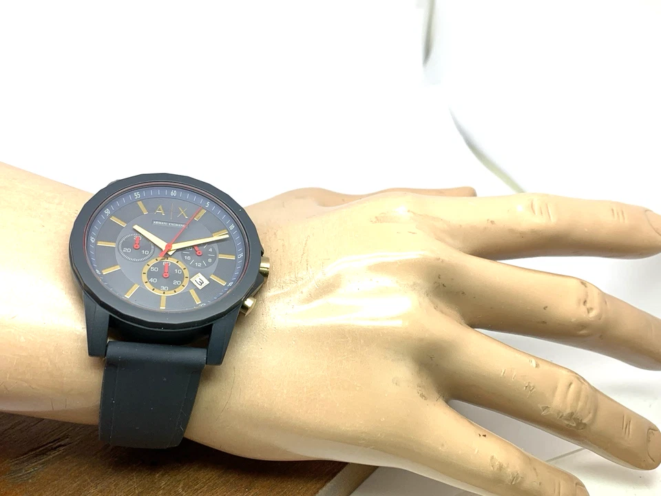 Reloj para hombre Armani Exchange AX1335 cuarzo cronógrafo esfera azul correa de goma 44 mm Foto 3 de 4