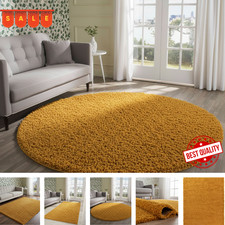Modern Gold Yellow Shaggy  Rug Plush Bedroom Lounge Floor Mat Free Ship UK
