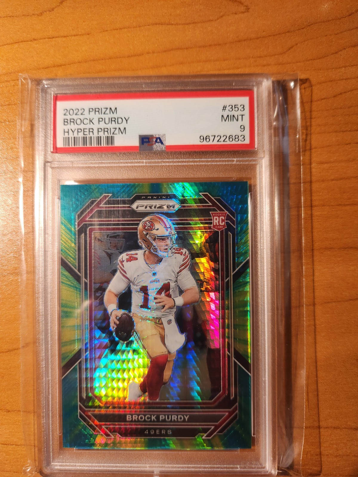 2022 Brock Purdy Panini Prizm Hyper Prizm Rookie RC /175 #353 - PSA 9