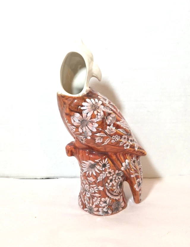 Jarrón Anthropologie Avian Lovebird Bird Floral Marrón Foto 3 de 4