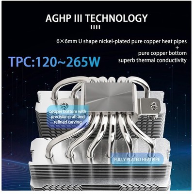 Efficient 6 Heat Pipes CPU Cooler - AMD/Intel Compatible