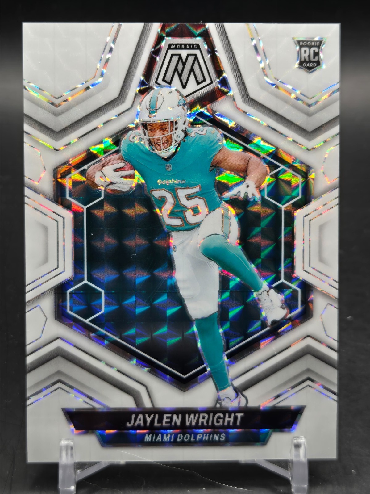 2024 Panini Mosaic - Jaylen Wright #383 - White 3/25 - Miami Dolphins SP