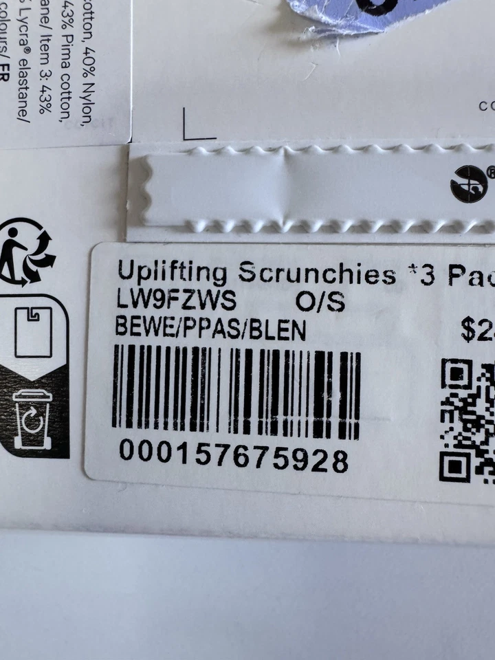 New Lululemon Uplifting Scrunchies 3 Pack Multi BEWE/PPAS/BLEN Logo Nwt - Image 4 of 4