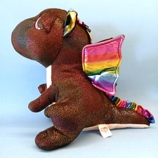 Ty Beanie Boo Anora the Sparkly Black Dragon 9" Plushy Toy w/ Rainbow Wings EUC