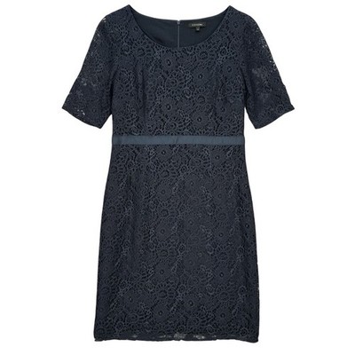 Etuikleid Jaeger dunkelblau UK 12 Damen Cut Out Blumen Spitzenoptik MOB Hochzeit