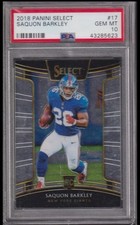 Graded 2018 Panini Select SAQUON BARKLEY #17 Rookie RC Football Card PSA 10 Mint. rookie card picture