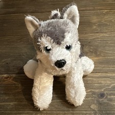 Aurora World Wolf Gray White Plush Stuffed Animal Plastic Blue Eyes Nose 12"