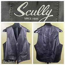 Vtg 90's Scully Vest sz 46 Black Leather