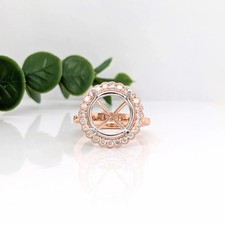 Round 7mm Semi Mount Ring 925 Sterling Silver Scalloped Flower Halo Twig Band