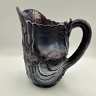 Vintage 6-1/2” tall Imperial Slag Glass Purple Swirl Pitcher Windmill Pattern