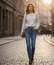 Stradivarius Women's Cream Sweater Size: L