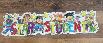 Vintage Carson Dellosa Star Students Bulletin Board Set - Banner & All 8 Kids