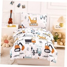 4 Piece Bedding Set for Boys Car Printed Toddler White Ground Cars Pattern