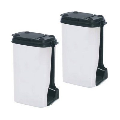 2-Pack 1.6 Quart Plastic Coffee Canisters with Attached Measuring Scoops