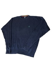 VTG Nautica Cable Knit Preppy Sweater Size XL Blue Long Sleeve Embroidered Logo