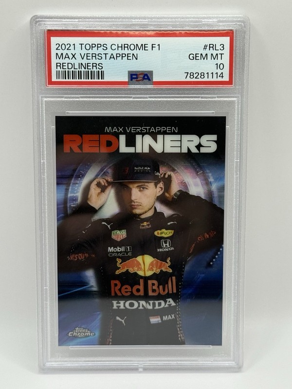 2021 Topps Chrome F1 Max Verstappen Redliners PSA 10 Gem Mint