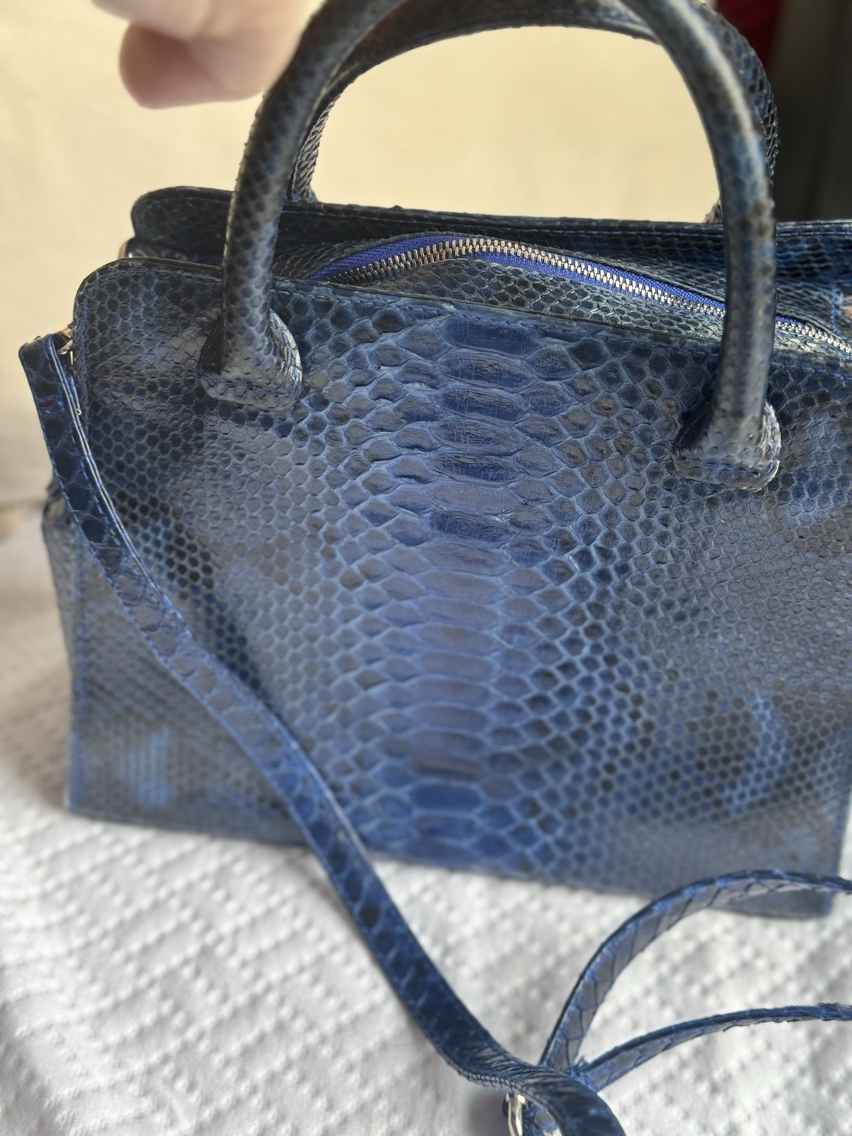 Genuine Indonesian Python Snakeskin Blue Structur… - image 3