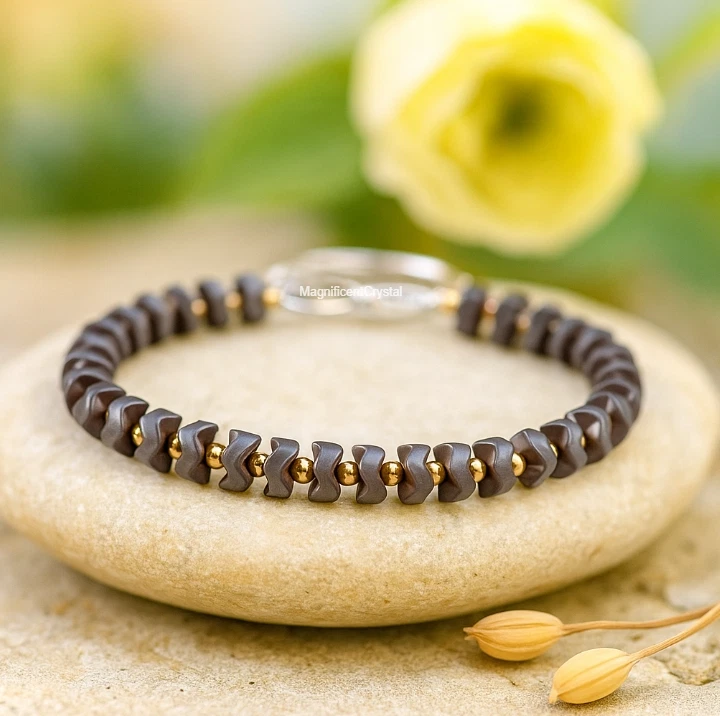 Pulsera de energía de hematita para hombre puesta a tierra cristal curativo joyería regalo de Navidad Foto 4 de 4