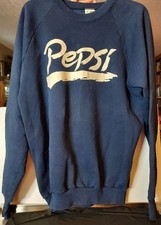 Vtg Pepsi Dark Blue w/ White Letters Sweatshirt - Size XL - Fruit of the Loom