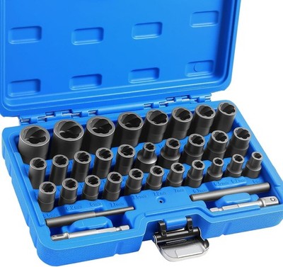 DISEN 33 PCS Bolt Extractor Kit Set, 1/4'' & 3/8'' Bolt and Nut Remover Set CR-MO 