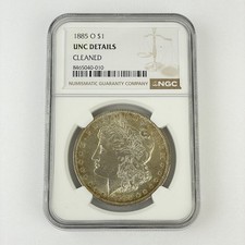 United States 1885 O Silver Morgan Dollar Coin NGC Graded UNC Details Cleaned