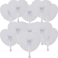 100 Pcs White Paper Fans,Foldable Handheld Fans for Women,Heart Wedding Decor...