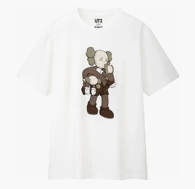 KAWS x UNIQLO T SHIRT LOGO WEIß WHITE SIZE M MEDIUM NEU