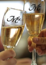 MR  MRS Wedding Glass Design Vinyl Sticker Decal Set 1.5"h x 2"w each