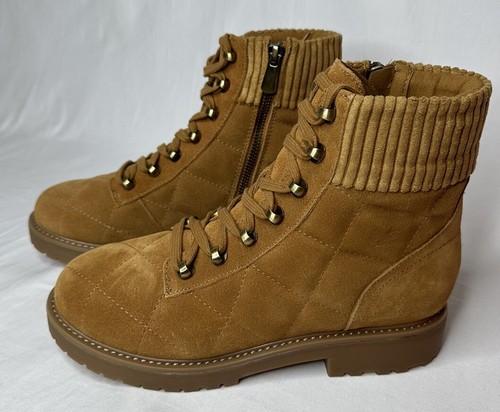 Easy Spirit Lakely Suede Quilted Lace Up Combat Boots Medium Brown Size 7m - Picture 3 of 9