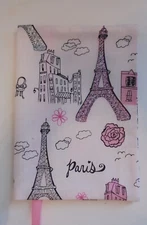 Fabric Paperback Book Cover Standard  Book Cover Light Pink Paris Eiffel Tower