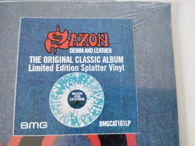 SAXON - Denim And Leather -LP - blue white splatter Vinyl (limited/neu & ovp)