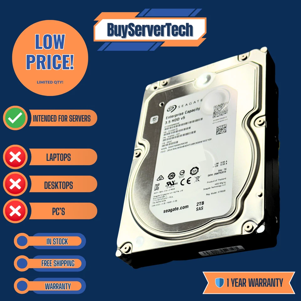 Seagate ST2000NM0045 2TB 7.2K SAS 12Gb/s 3.5" HDD | Enterprise V.5 | 1 Year Warr - Image 4 of 4