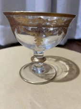 Vintage/MCM Rare ARTE ITALICA Vetro 24k Gold Decoration Compote Italy Sets of 4
