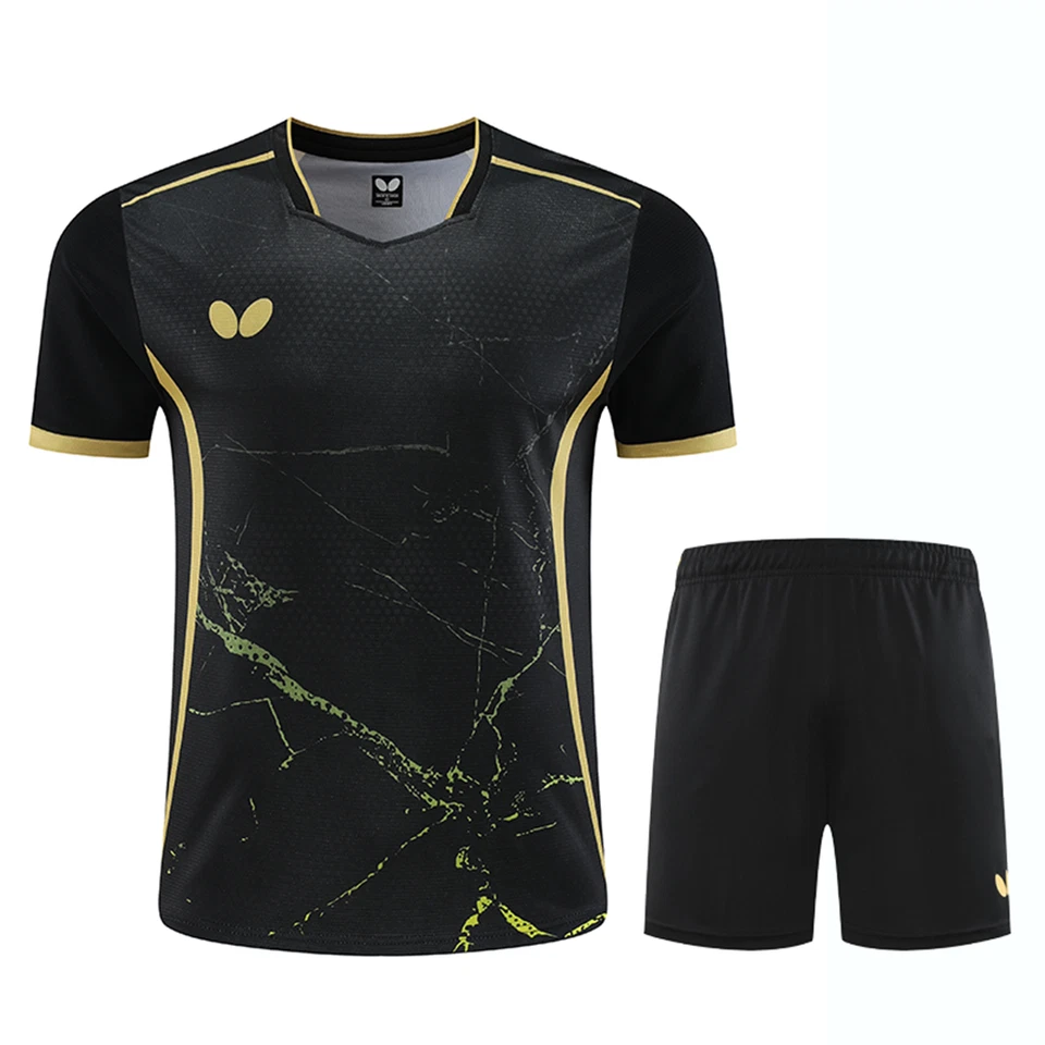 Nuevo Butterfly Tenis de Mesa Camiseta y Pantalones Cortos Traje Deportivo Secado Rápido Adulto Niño Foto 4 de 4