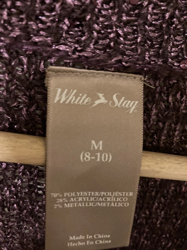 White Stag Womens Open Front Cardigan Sparkly Purple (M 8-10) - Image 3 of 4