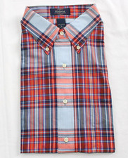 vtg 80s New RETFORD Capper Plaid Check Button Shirt Men's LARGE L Red Casual NOS