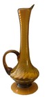VTG Empoli MCM Art Glass hand blown Pitcher Vase SPIRAL gold amber 13”
