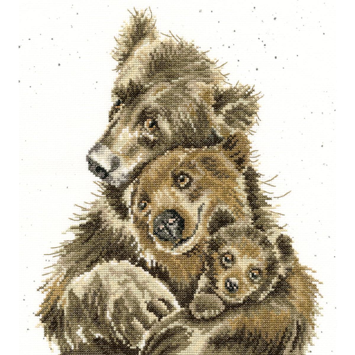 Bothy Threads counted cross stitch kit ""Bear Hugs"", XHD95, 26x29cm, DIY