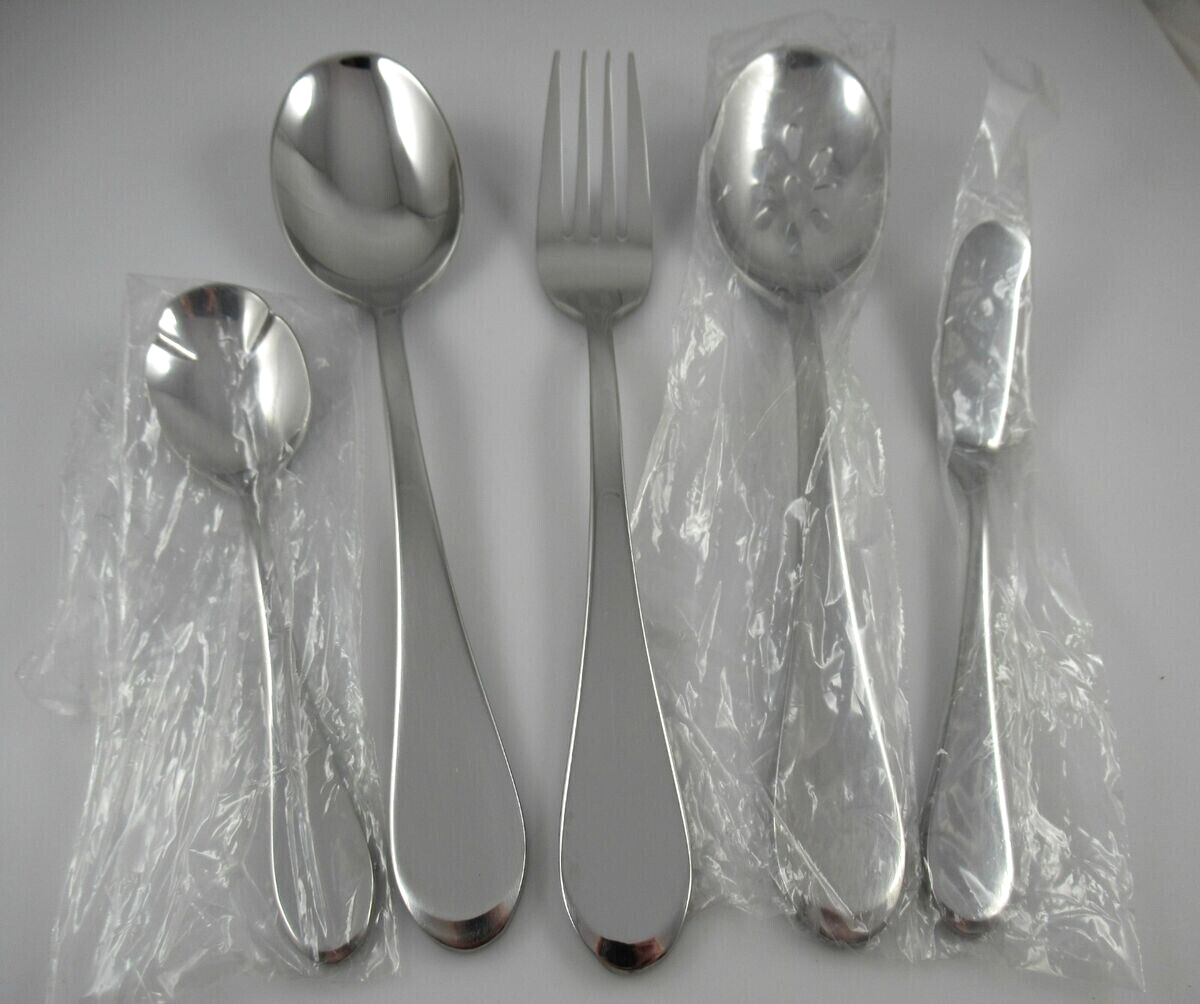 New ONEIDA Stainless ICARUS 5 Piece HOSTESS SERVING SET Spoons Fork