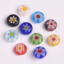 6mm 8mm 10mm Flat Round Handmade Millefiori Glass Beads For Jewelry Making Lot
