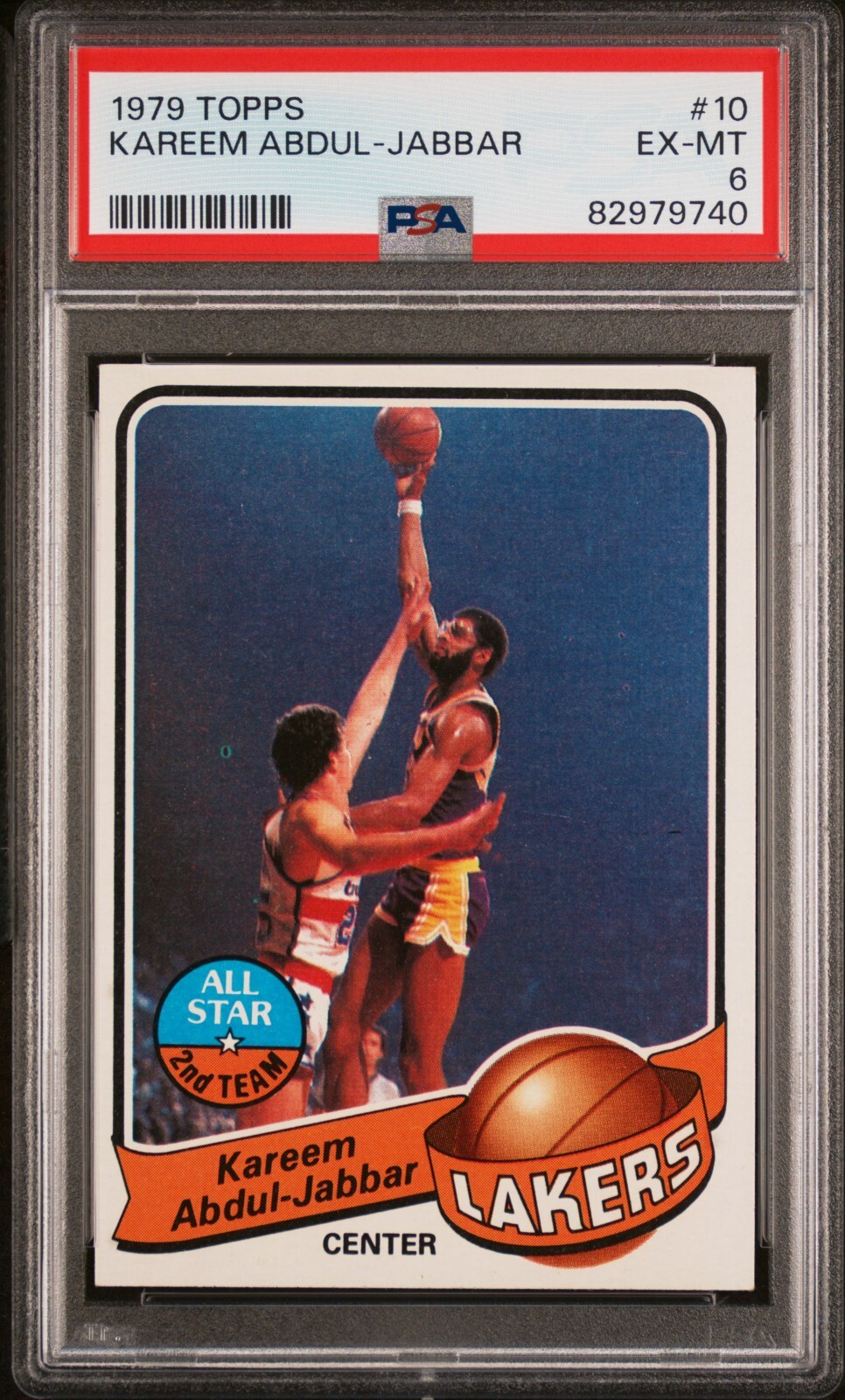 1979-80 TOPPS - #10 - KAREEM ABDUL JABBAR - HOF - L.A. LAKERS - PSA 6 - NEW SLAB view 1