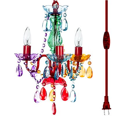 gypsy color The Original Plug-in 3 Light Multicolor Hanging Swag Chandelier H...