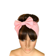 Pink Bow Headband. Hairband. Head Wrap. Stretch Hair Wrap. Hair Covering.